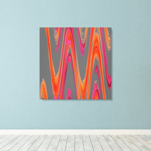 Modern Geometrisch Abstract Grijs Sinaasappel Hot Canvas Afdruk (Insitu (Houten vloer))