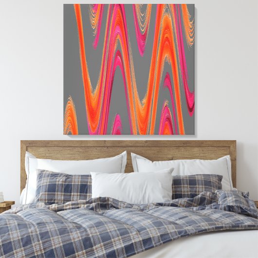 Modern Geometrisch Abstract Grijs Sinaasappel Hot Canvas Afdruk (Insitu (Slaapkamer))