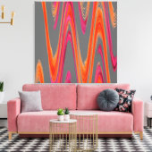 Modern Geometrisch Abstract Grijs Sinaasappel Hot  Canvas Afdruk (Insitu (Woonkamer))