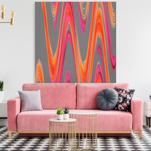 Modern Geometrisch Abstract Grijs Sinaasappel Hot Canvas Afdruk (Insitu (Woonkamer))