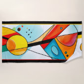 Modern geometrisch Abstract in rood, geel en blauw Strandlaken (Voorkant)