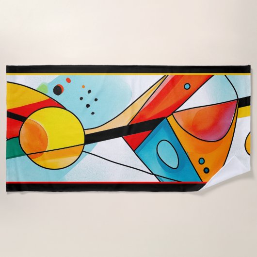 Modern geometrisch Abstract in rood, geel en blauw Strandlaken (Voorkant)