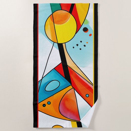 Modern geometrisch Abstract in rood, geel en blauw Strandlaken (Voorkant)