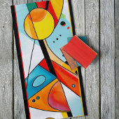Modern geometrisch Abstract in rood, geel en blauw Strandlaken