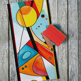 Modern geometrisch Abstract in rood, geel en blauw Strandlaken