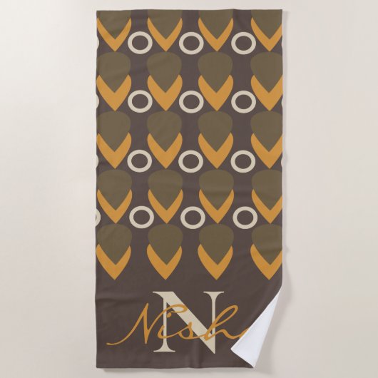 Modern geometrisch Abstract monogram Strandlaken (Voorkant)