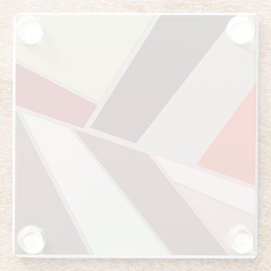Modern Geometrisch Abstract Mozaïek, Bruin en Sina Glazen Onderzetter (Achterkant)