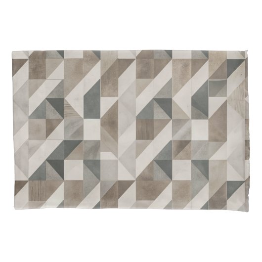 Modern geometrisch Abstract - neutraal beige en gr Kussensloop (Voorkant-Links)