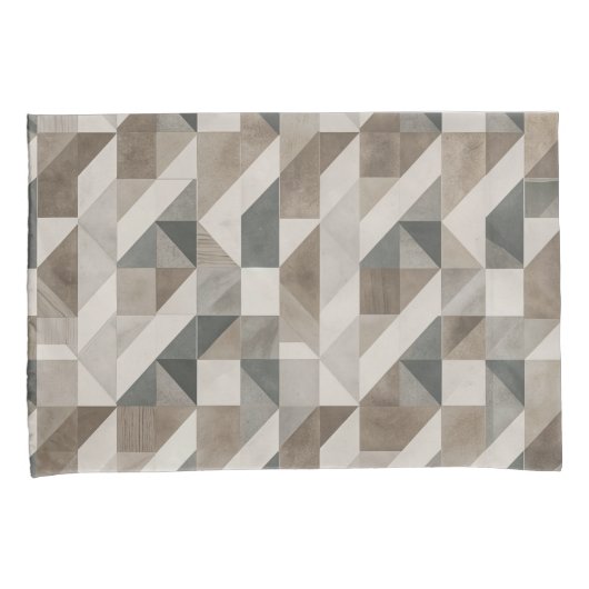 Modern geometrisch Abstract - neutraal beige en gr Kussensloop (Voorkant-Rechts)