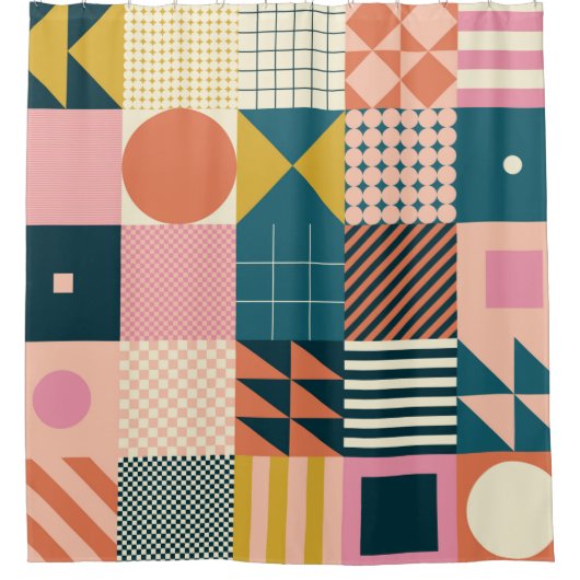 Modern geometrisch abstract patroonontwerp met sim douchegordijn (Voorkant)