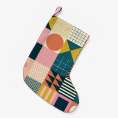 Modern geometrisch abstract patroonontwerp met sim kleine kerstsok (Voorkant (Hangend))