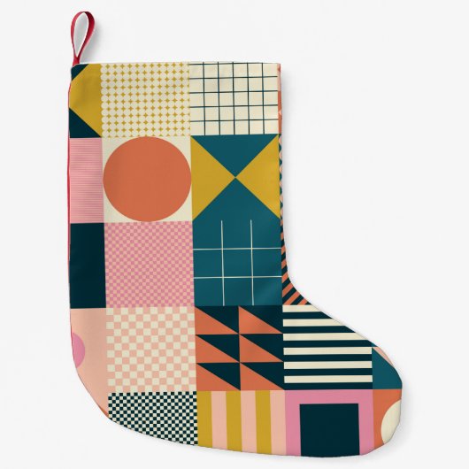 Modern geometrisch abstract patroonontwerp met sim kleine kerstsok (Voorkant)