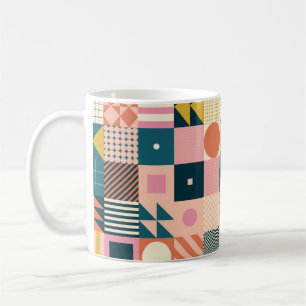 Modern geometrisch abstract patroonontwerp met sim koffiemok