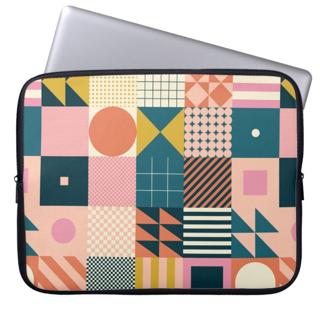 Modern geometrisch abstract patroonontwerp met sim laptop sleeve (Voorkant)