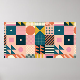 Modern geometrisch abstract patroonontwerp met sim poster