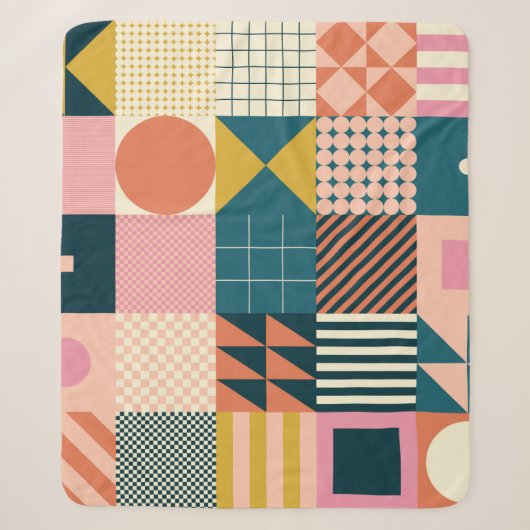 Modern geometrisch abstract patroonontwerp met sim sherpa deken (Voorkant)