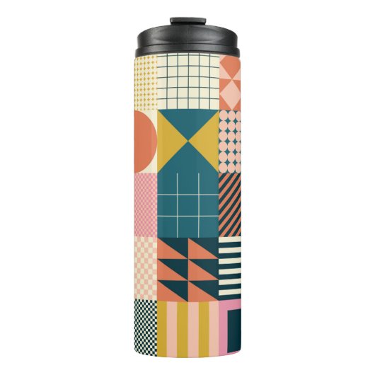 Modern geometrisch abstract patroonontwerp met sim thermosbeker (Voorkant)
