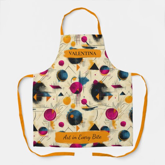 Modern geometrisch Abstract Schort met aangepaste  (Voorkant)