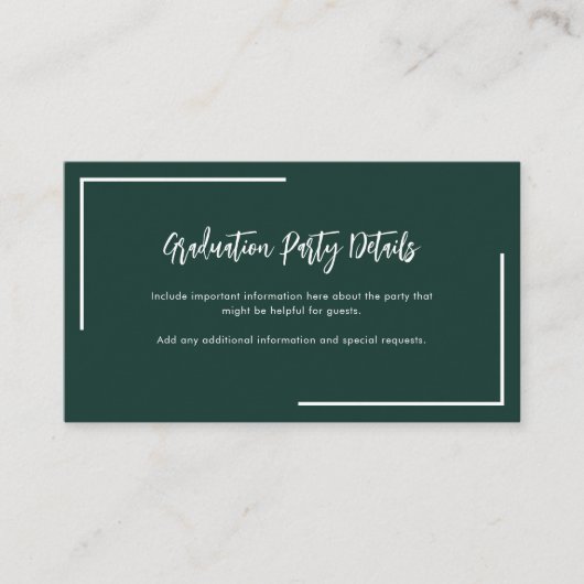 Modern Geometrisch Afstuderen 2025 Party Groen Informatiekaartje (Voorkant)