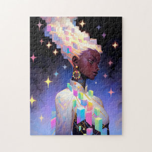 Modern geometrisch anime meisje legpuzzel