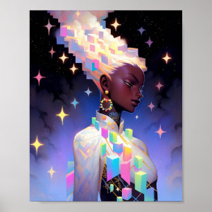 Modern geometrisch anime meisje poster