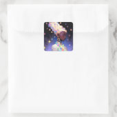 Modern geometrisch anime meisje vierkante sticker (Tas)