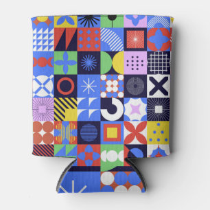Modern Geometrisch Bauhaus Neo-memphis Patroon Blikjeskoeler