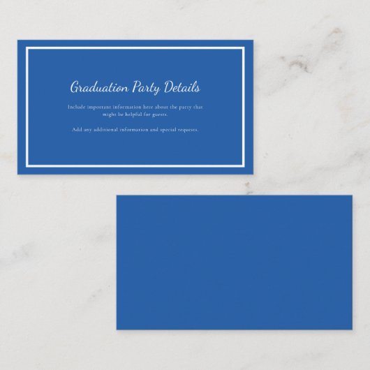 Modern Geometrisch Blauw Afstuderen 2025 Party Informatiekaartje (Voorkant / Achterkant)