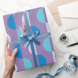 Modern Geometrisch, blauw en paarse patroon Cadeaupapier