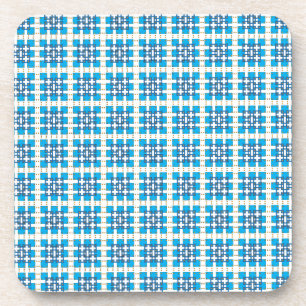 Modern geometrisch blauw SEA vierkantjes patroon Bier Onderzetter