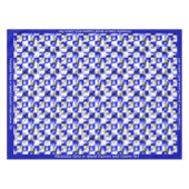Modern geometrisch blauw zwarte chequevierkant ont tafelkleed (Voorkant (Horizontaal))