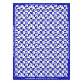 Modern geometrisch blauw zwarte chequevierkant ont tafelkleed (Voorkant)