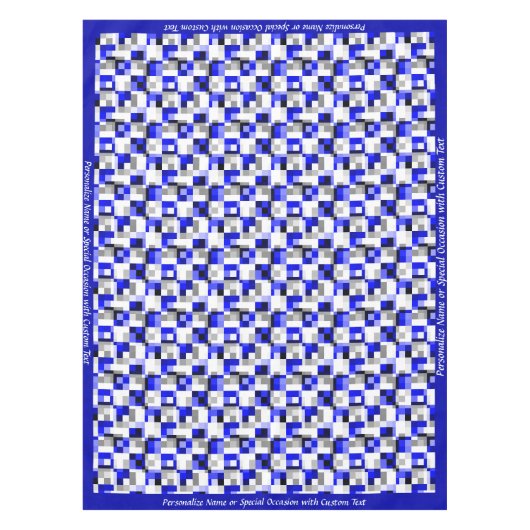 Modern geometrisch blauw zwarte chequevierkant ont tafelkleed (Voorkant)