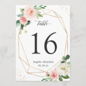 Modern Geometrisch Blush Floral 5x7 Tafelnummer (Achterkant)
