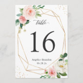 Modern Geometrisch Blush Floral 5x7 Tafelnummer (Voorkant)