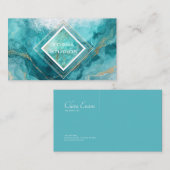 Modern Geometrisch Corporate Blauwgroen & Turquois Visitekaartje (Voorkant / Achterkant)