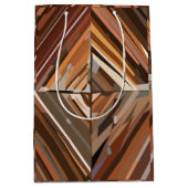 Modern Geometrisch Diamant Houten Achtergrond Patr Medium Cadeauzakje (Voorkant)