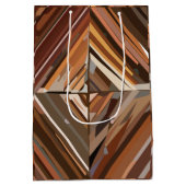 Modern Geometrisch Diamant Houten Achtergrond Patr Medium Cadeauzakje (Achterkant)