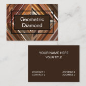 Modern Geometrisch Diamant Houten Achtergrond Patr Visitekaartje (Voorkant / Achterkant)