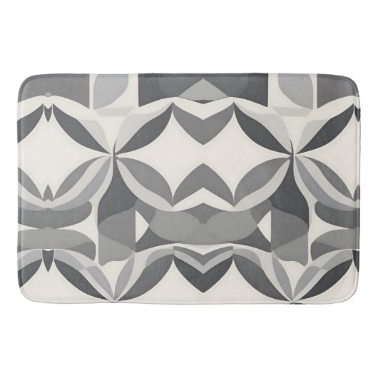 Modern geometrisch diamantpatroon in grijs en wit badmat (Voorkant)
