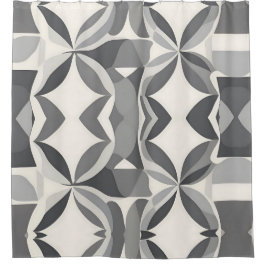 Modern geometrisch diamantpatroon in grijs en wit douchegordijn