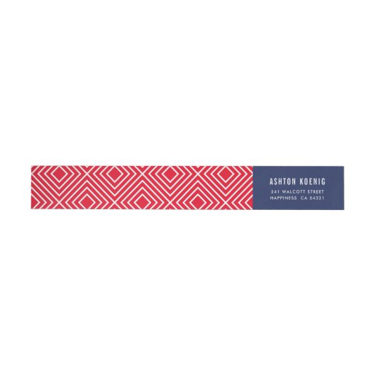 MODERN GEOMETRISCH diamantpatroon trendy marineroo (Individueel)
