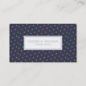 Modern geometrisch donkerblauw & kleurrijk Stippen Visitekaartje (Voorkant)