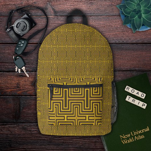 Modern geometrisch doolhof circuit patroon bedrukte rugzak