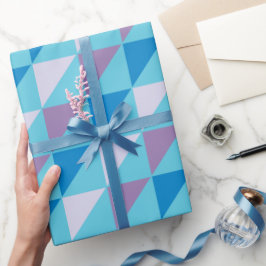 Modern Geometrisch, Driehoekig blauw paarse Cadeaupapier
