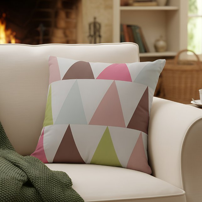 Modern geometrisch driehoekpatroon kussen (geometric triangle pattern throw pillow)
