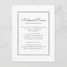 Modern geometrisch | Eenvoudig blauw huwelijk Briefkaart