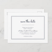 Modern geometrisch | Eenvoudig blauw huwelijk Briefkaart (Voorkant / Achterkant)