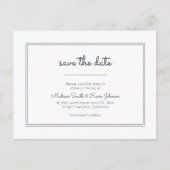 Modern geometrisch | Eenvoudig blauw huwelijk Briefkaart (Voorkant)