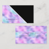 Modern geometrisch, elegant, zwart, holografisch visitekaartje (Voorkant / Achterkant)